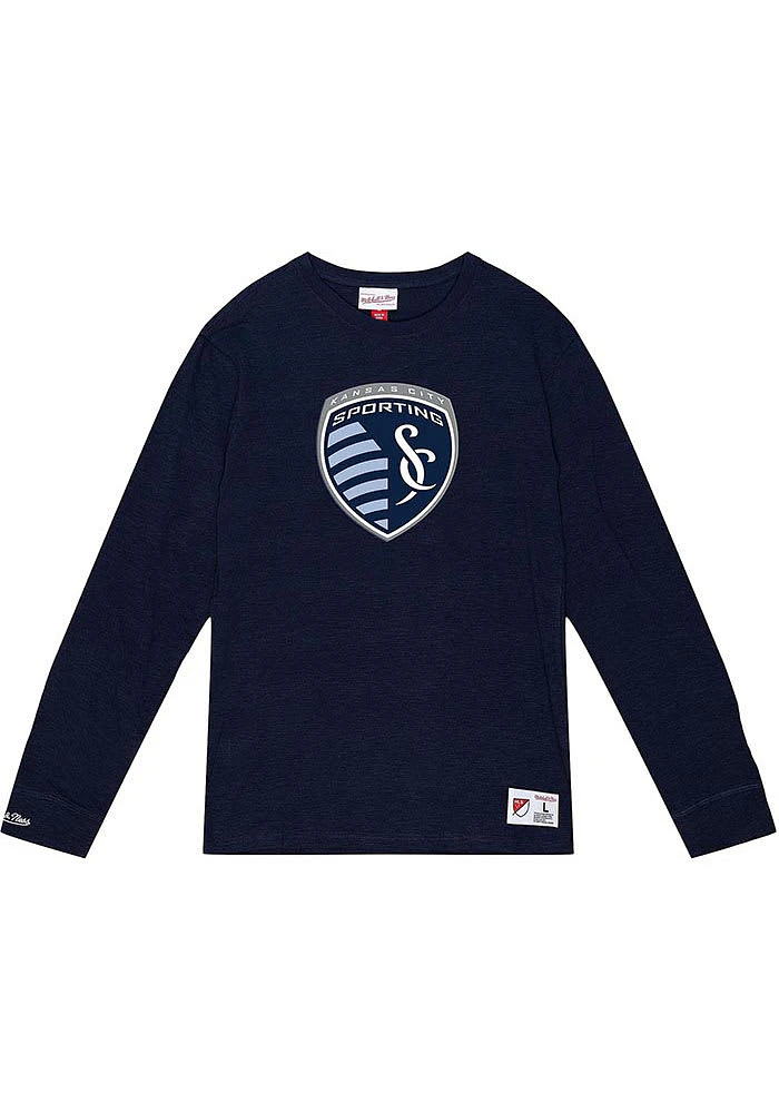 Mitchell and Ness Sporting Kansas City Navy Blue Legendary Slub Long Sleeve Fashion T Shirt