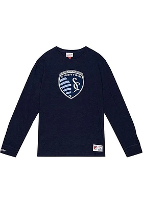 Mitchell and Ness Sporting Kansas City Navy Blue Legendary Slub Long Sleeve Fashion T Shirt