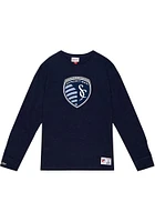 Mitchell and Ness Sporting Kansas City Navy Blue Legendary Slub Long Sleeve Fashion T Shirt