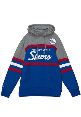 Mitchell and Ness Philadelphia 76ers Mens Blue Head Coach Fashion Hood