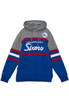 Mitchell and Ness Philadelphia 76ers Mens Blue Head Coach Fashion Hood