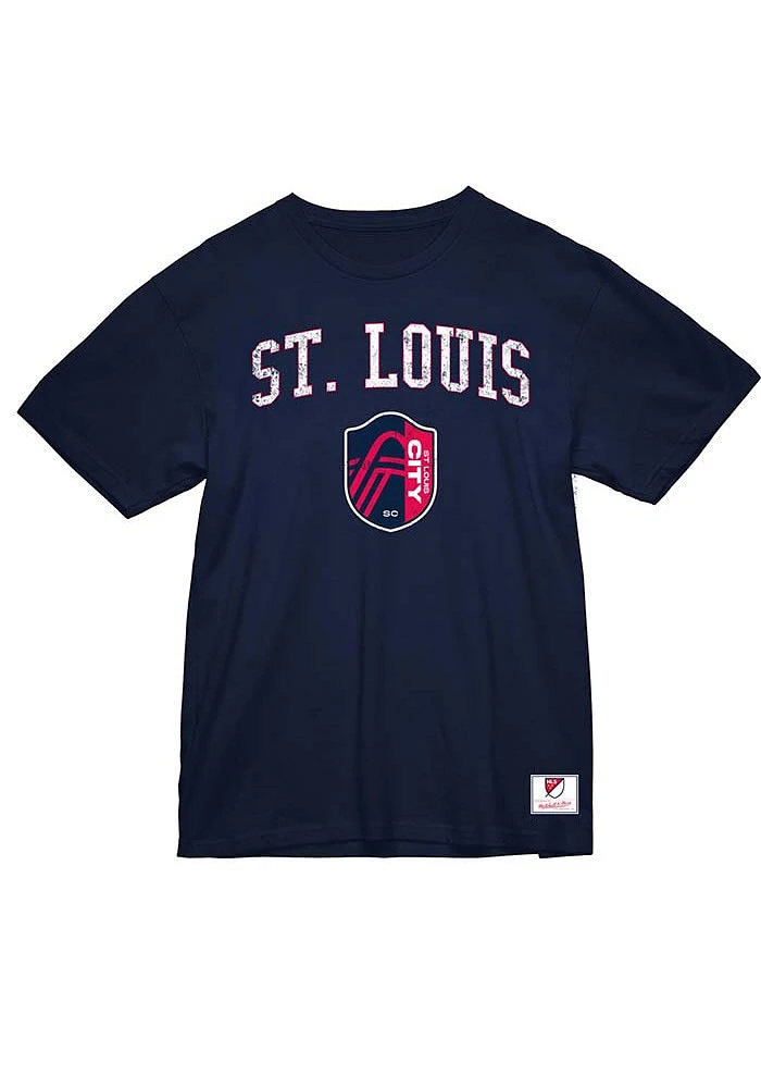 Mitchell and Ness St Louis City SC Navy Blue Pride Short Sleeve T Shirt