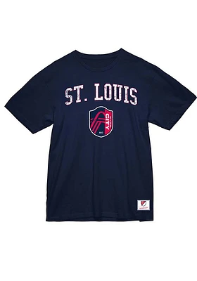 Mitchell and Ness St Louis City SC Navy Blue Pride Short Sleeve T Shirt