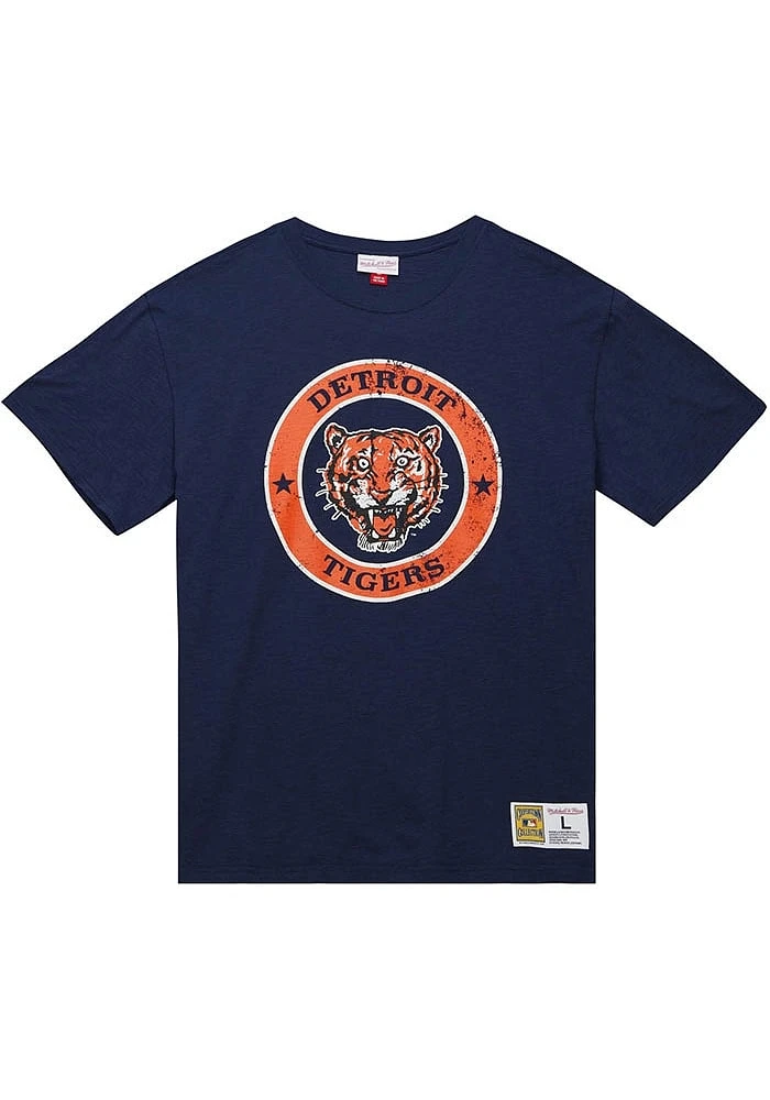 Mitchell and Ness Detroit Tigers Navy Blue Legendary Slub Logo Short Sleeve Fashion T Shirt