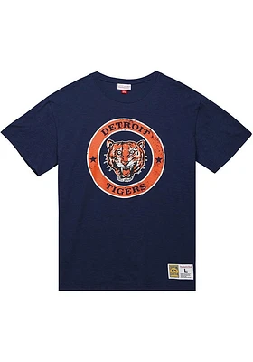 Mitchell and Ness Detroit Tigers Navy Blue Legendary Slub Logo Short Sleeve Fashion T Shirt