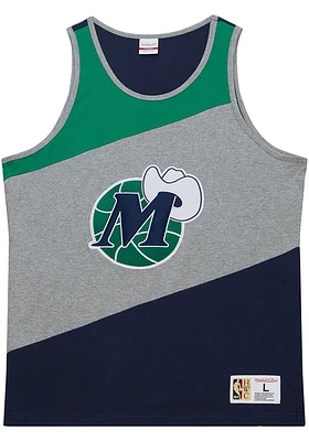 Mitchell and Ness Dallas Mavericks Mens Green Colorblocked Short Sleeve Tank Top