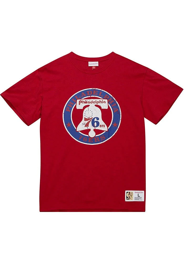 Mitchell and Ness Philadelphia 76ers Red Legendary Slub Logo Short Sleeve Fashion T Shirt
