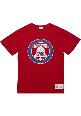 Mitchell and Ness Philadelphia 76ers Red Legendary Slub Logo Short Sleeve Fashion T Shirt