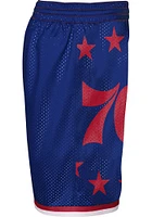 Mitchell and Ness Philadelphia 76ers Youth Blue NBA Big Face Shorts
