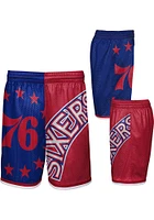 Mitchell and Ness Philadelphia 76ers Youth Blue NBA Big Face Shorts