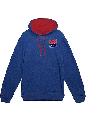 Mitchell and Ness Kansas City Kings Mens Blue Classic French Terry Logo Fashion Hood