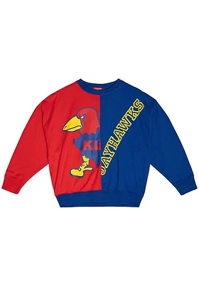 Mitchell and Ness Kansas Jayhawks Womens Red Energy Crew Sweatshirt