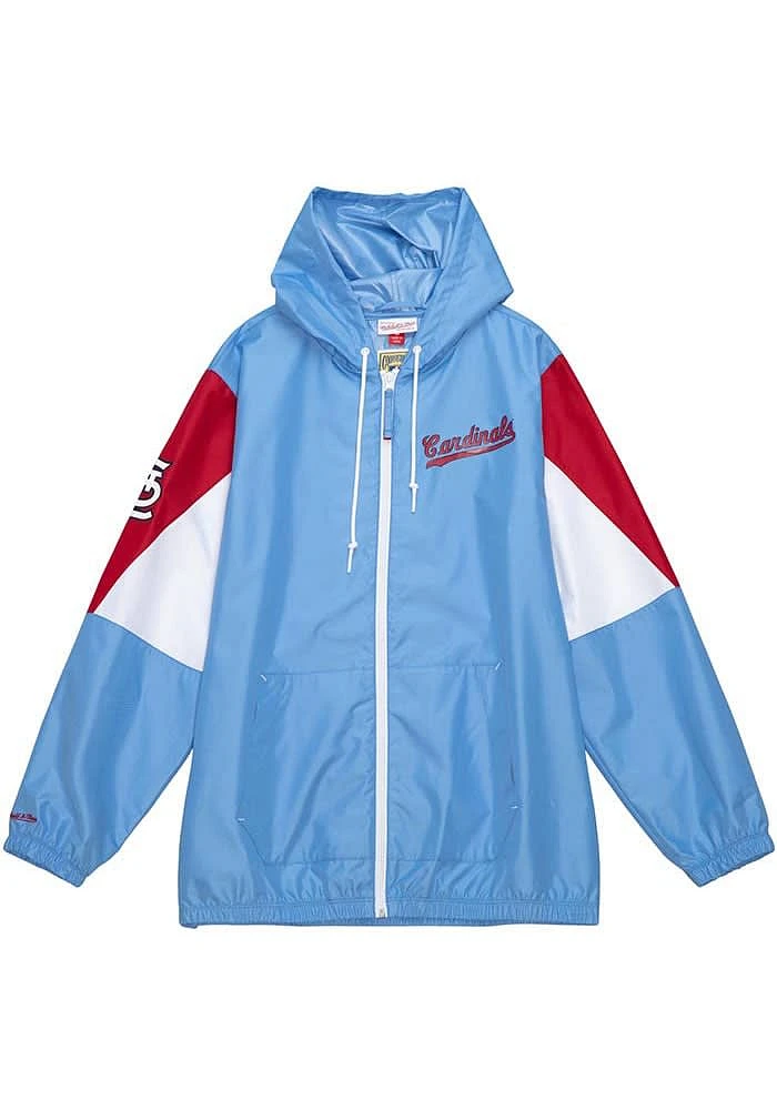 Mitchell and Ness St Louis Cardinals Mens Light Blue Throw It Back Weight Jacket