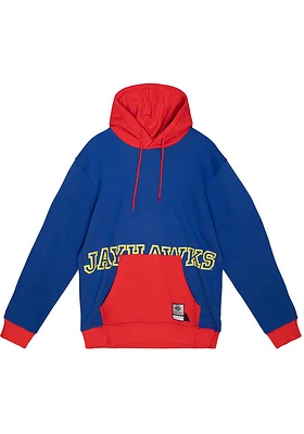 Mitchell and Ness Kansas Jayhawks Mens Blue Big Face Fashion Hood
