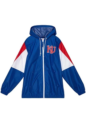 Mitchell and Ness Kansas Jayhawks Mens Blue Throw It Back Light Weight Jacket