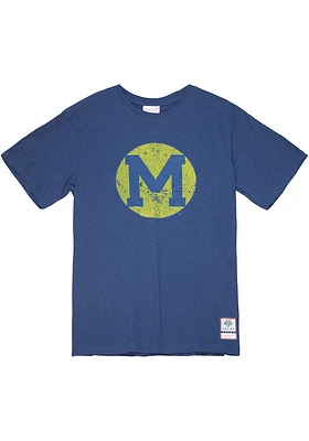 Mitchell and Ness Michigan Wolverines Blue Legendary Slub Short Sleeve Fashion T Shirt