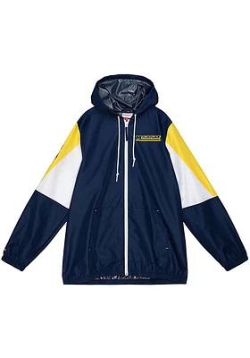 Mitchell and Ness Michigan Wolverines Mens Blue Throw It Back Design Light Weight Jacket