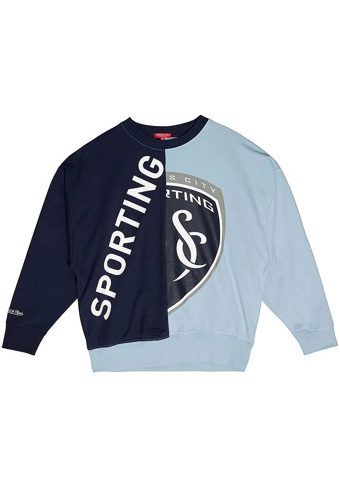 Mitchell and Ness Sporting Kansas City Womens Light Blue Big Face Crew Sweatshirt