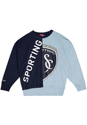 Mitchell and Ness Sporting Kansas City Womens Light Blue Big Face Crew Sweatshirt