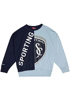 Mitchell and Ness Sporting Kansas City Womens Light Blue Big Face Crew Sweatshirt
