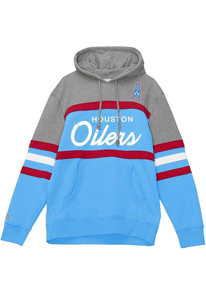 Mitchell and Ness Houston Oilers Mens Light Blue HEAD COACH Fashion Hood
