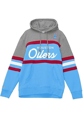 Mitchell and Ness Houston Oilers Mens Light Blue HEAD COACH Fashion Hood