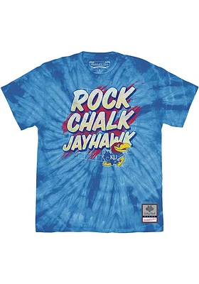 Mitchell and Ness Kansas Jayhawks Blue Off The Grid Tie Dye Short Sleeve T Shirt