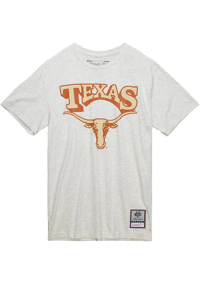 Mitchell and Ness Texas Longhorns Oatmeal Arch Mascot Short Sleeve T Shirt