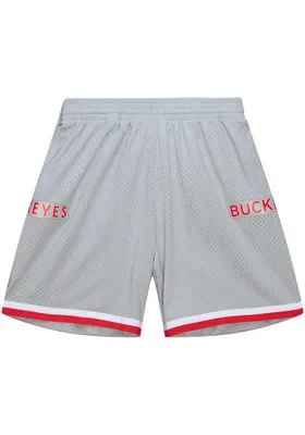 Mitchell and Ness Ohio State Buckeyes Mens Grey Basketball Shorts