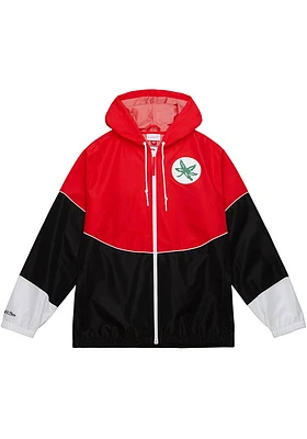 Mitchell and Ness Ohio State Buckeyes Mens Red Colorblock Home Team Light Weight Jacket