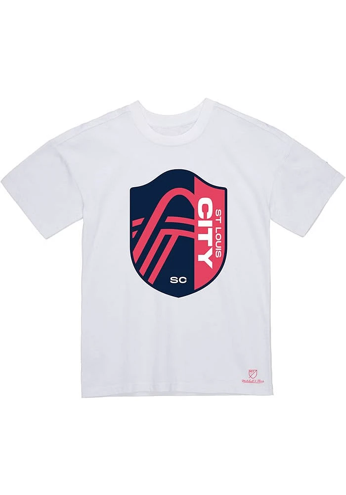 Mitchell and Ness St Louis City SC White Primary Crest Short Sleeve T Shirt
