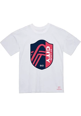 Mitchell and Ness St Louis City SC White Primary Crest Short Sleeve T Shirt