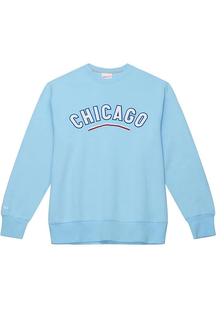 Mitchell and Ness Chicago Cubs Mens Light Blue Playoff Win 2.0 Long Sleeve Fashion Sweatshirt