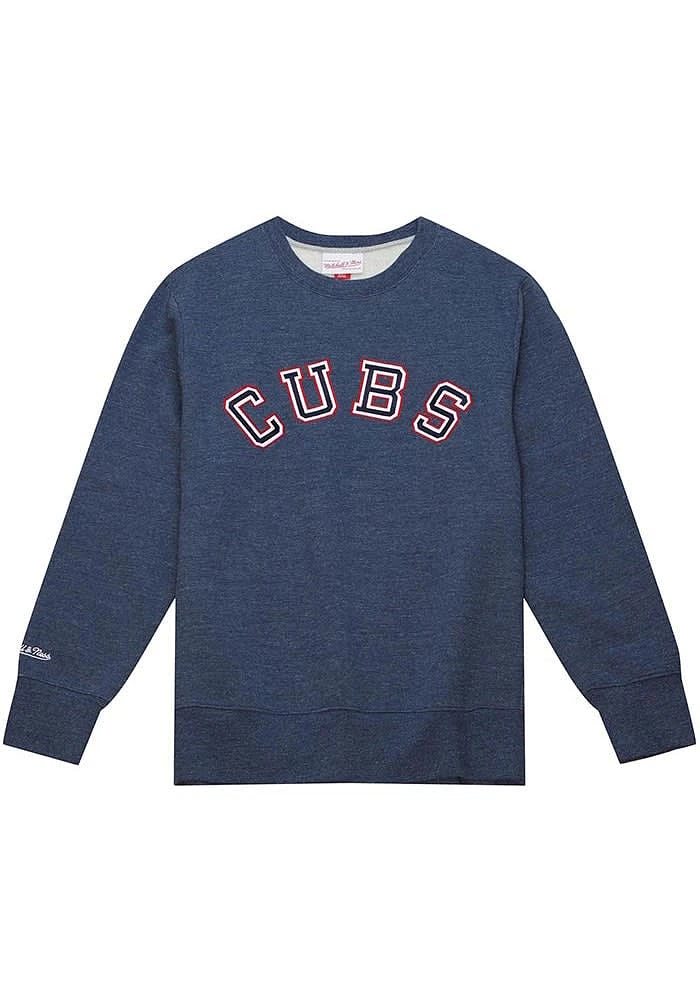 Mitchell and Ness Chicago Cubs Mens Navy Blue Playoff Win 2.0 Long Sleeve Fashion Sweatshirt