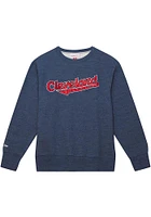 Mitchell and Ness Cleveland Guardians Mens Navy Blue Playoff Win 2.0 Long Sleeve Fashion Sweatshir..