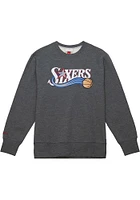 Mitchell and Ness Philadelphia 76ers Mens Black PLAYOFF WIN 2.0 Design Long Sleeve Fashion Sweatsh..