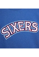 Mitchell and Ness Philadelphia 76ers Mens Blue Playoff Win 2.0 Long Sleeve Fashion Sweatshirt
