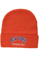 Mitchell and Ness New York Knicks Orange HWC Team Origins Cuff Mens Knit Hat
