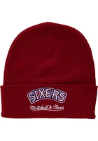 Mitchell and Ness Philadelphia 76ers Red HWC Team Origins Cuff Mens Knit Hat