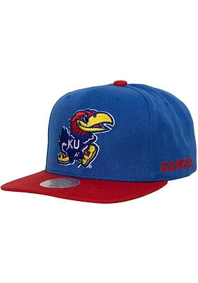 Mitchell and Ness Kansas Jayhawks Blue Team Origins Mens Snapback Hat