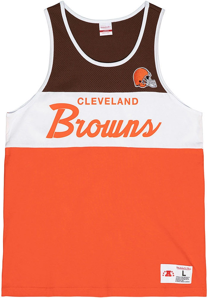 Mitchell and Ness Cleveland Browns Mens Orange COTTON Short Sleeve Tank Top