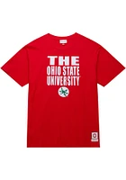 Mitchell and Ness Ohio State Buckeyes Red Legendary Slub Stacked Short Sleeve Fashion T Shirt