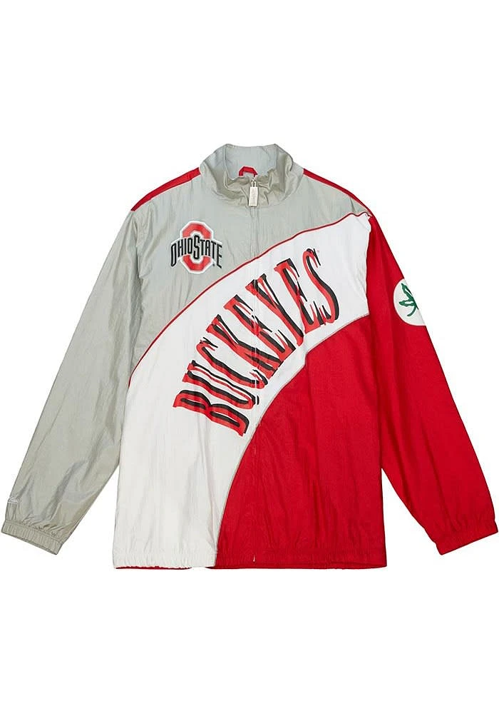 Mitchell and Ness Ohio State Buckeyes Mens Red Retro Windbreaker Light Weight Jacket