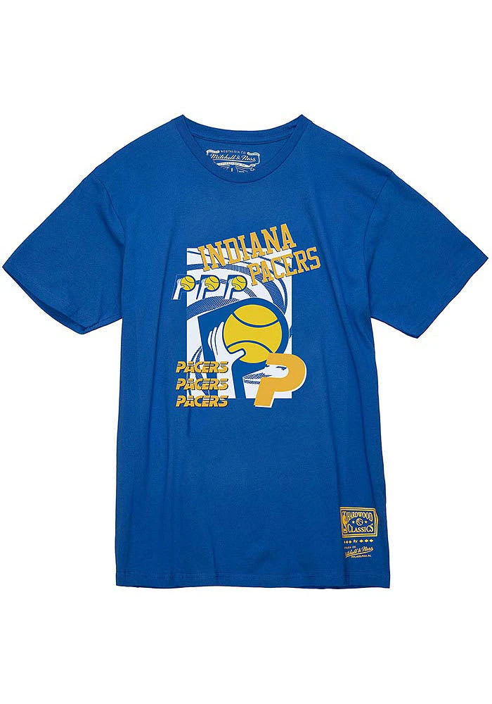 Mitchell and Ness Indiana Pacers Blue Hurricane Short Sleeve T Shirt
