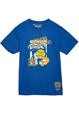 Mitchell and Ness Indiana Pacers Blue Hurricane Short Sleeve T Shirt