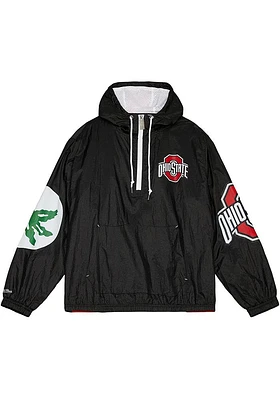 Mitchell and Ness Ohio State Buckeyes Mens Black Anorak Windbreaker Light Weight Jacket