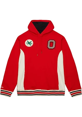 Mitchell and Ness Ohio State Buckeyes Mens Red French Terry Design Fashion Hood