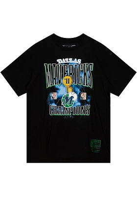 Mitchell and Ness Dallas Mavericks Black Playoffs Short Sleeve T Shirt