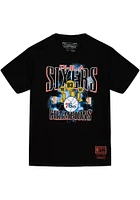 Mitchell and Ness Philadelphia 76ers Black Playoffs Short Sleeve T Shirt