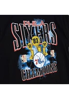 Mitchell and Ness Philadelphia 76ers Black Playoffs Short Sleeve T Shirt